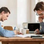 A professional team analyzing blueprints and data on a tablet, illustrating the complex planning topics covered in strategic management assignment help.