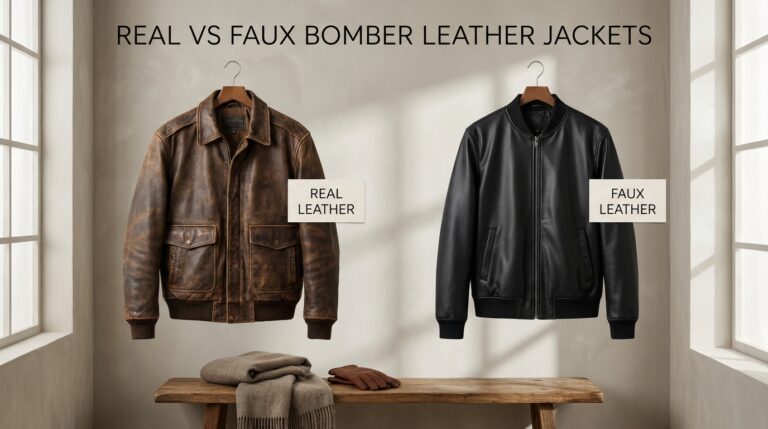 Real vs Faux Bomber Leather Jackets