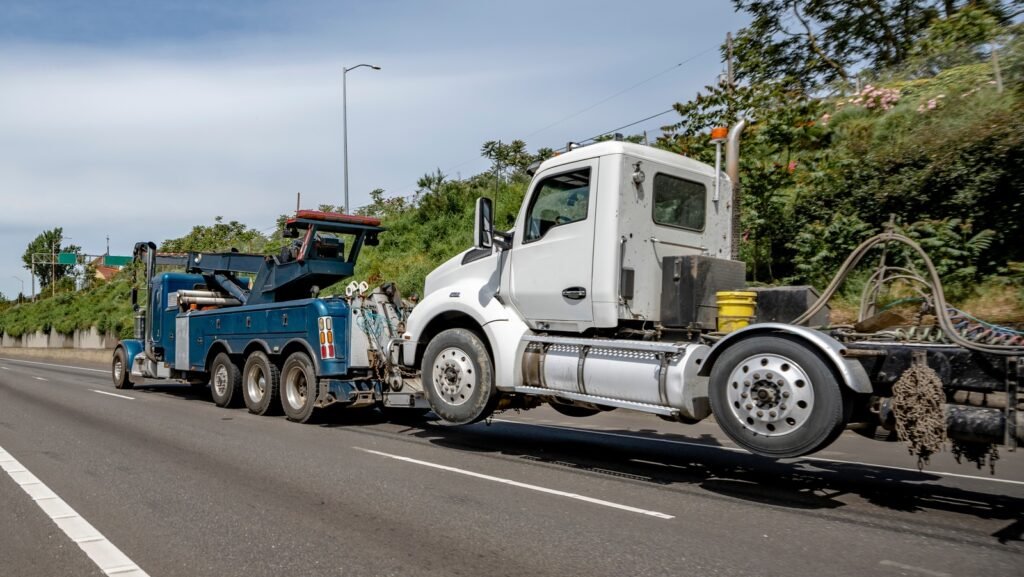 Powerful,Mobile,Helper,Heavy,Duty,Blue,Big,Rig,Towing,Semi