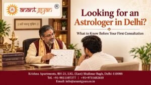 Person discussing a birth chart during an astrology consultation in Delhi
