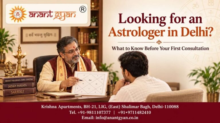 Person discussing a birth chart during an astrology consultation in Delhi