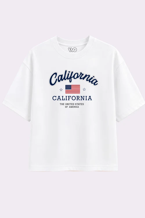 California Oversized White T-Shirt