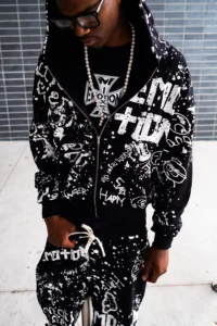 Mixed Emotion Black Graffiti Hoodie4