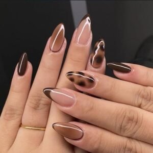 almond brown nails