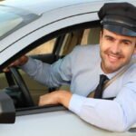 Elegant and handsome driver waiting.