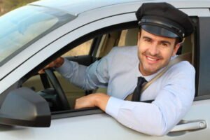 Elegant and handsome driver waiting.