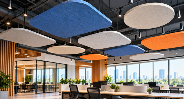 Acoustic Clouds: A Design-Friendly Way to Reduce Echo and Noise from Above