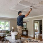 Ceiling Repair in a Sunlit Living Room