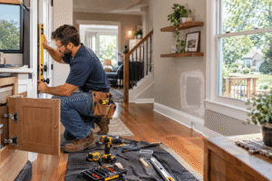 Home Handyman Checking Door Alignment (1)