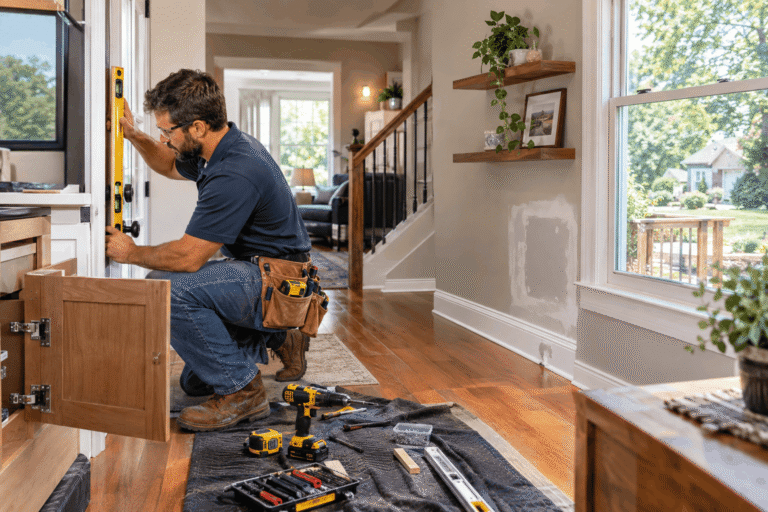 Home Handyman Checking Door Alignment (1)