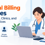 Medical billing services for hospitals, clinics, and private practices, featuring a healthcare professional managing billing documents, insurance claims, and payments. Is this conversation helpful so far?