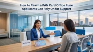 Applicant submitting PAN application documents at a Pune office