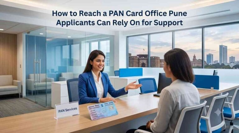Applicant submitting PAN application documents at a Pune office