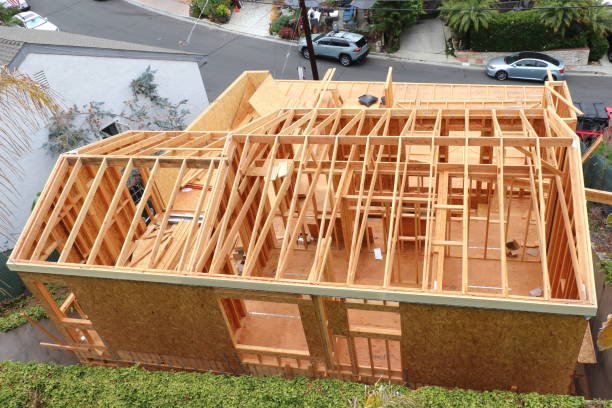 New home being built in an existing neighborhood.