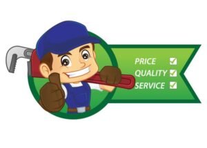 Handyman inside plumbing service list isolated in white background