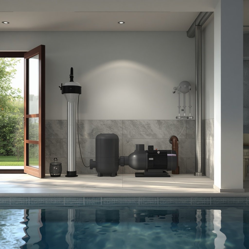 lucid-origin_Photorealistic_image_of_a_modern_villa_pool_pump_room_featuring_a_sleek_variable-0